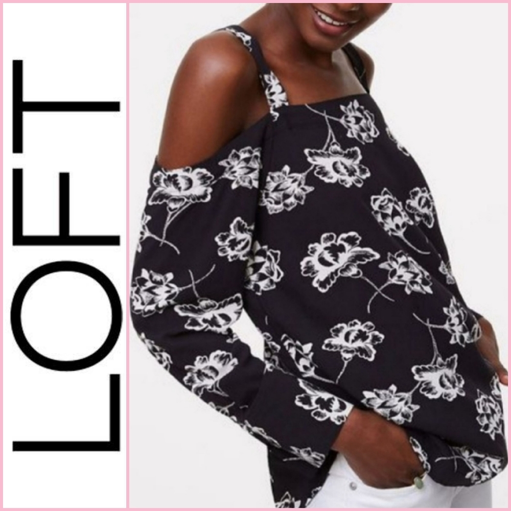 Loft Cold Shoulder Floral Blouse